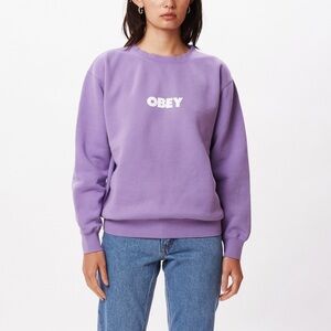 Women’s OBEY MEDIUM BOLD CREWNECK sweater in LAVENDER size medium